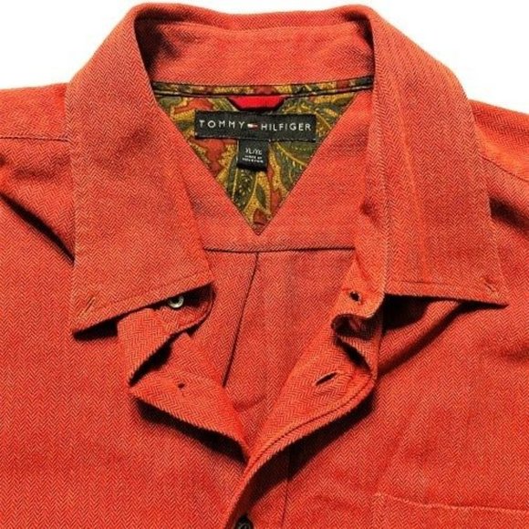 Tommy Hilfiger Red/Rust Colored Heavy Denim Button Down Casual Dress Shirt-X - Picture 3 of 5